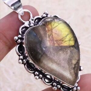 Unisex Reconstructed Labradorite Silver Plated pendant